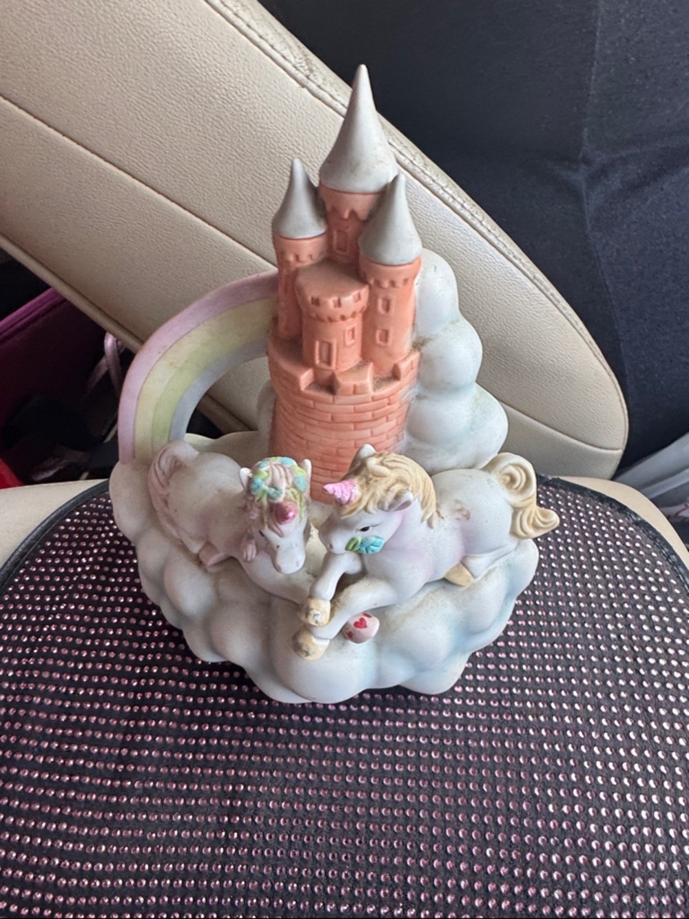 Vintage 1990s Unicorns in the Clouds 8” Music Wind-Up Home Figurine